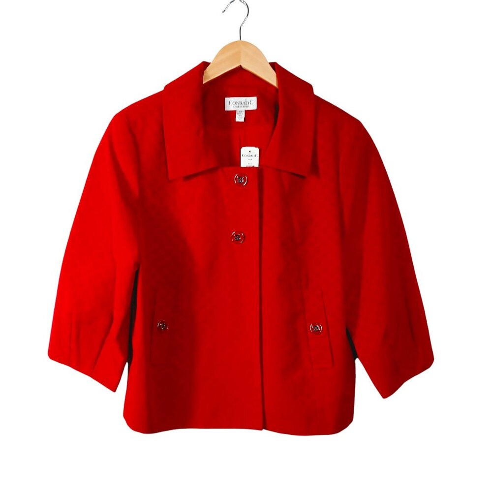 Conrad C Collection, NWT, Stylish Jacket, Bright Red, Size 12, Back Pleats